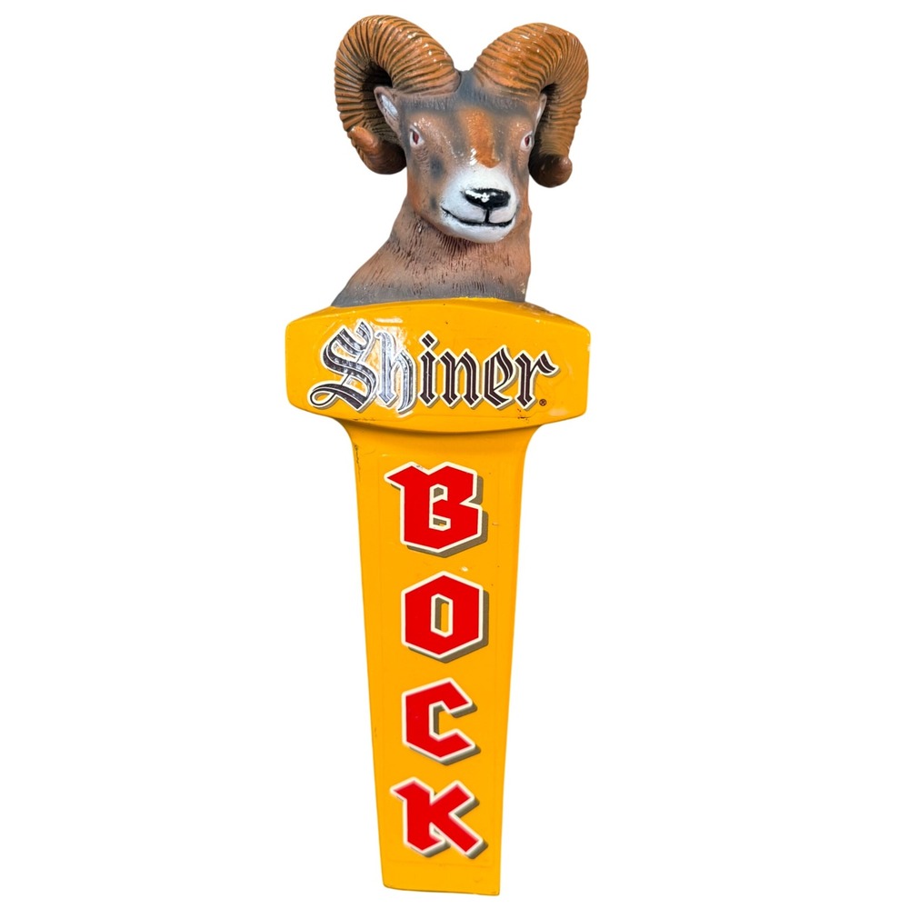 Shiner Bock Beer Tap Handle Yellow Ram Head Topper Barware Man Cave Decor